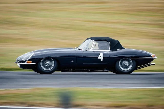 A classic racing car on a race track